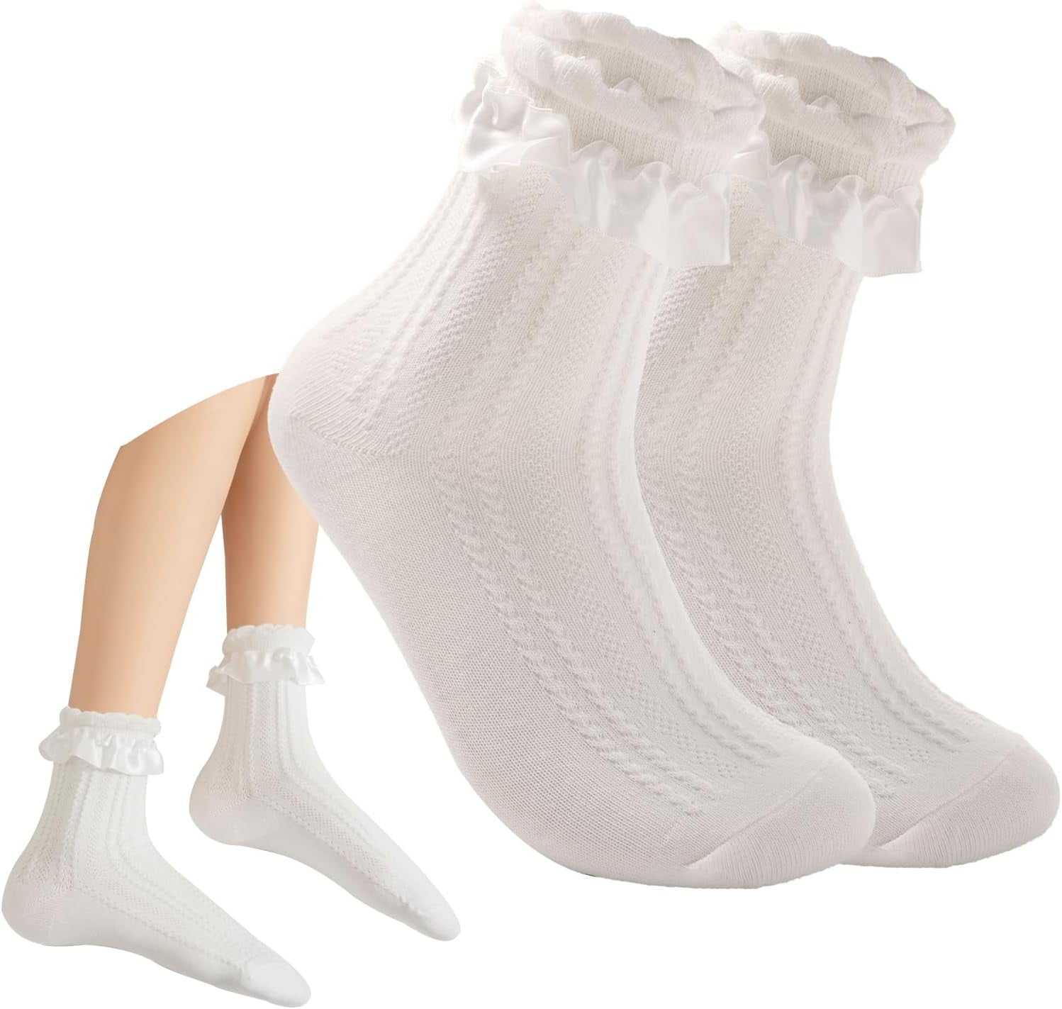 Dentelle Chaussette Semi Haute Chaussettes à Volants Mi-Mollet En