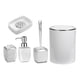 thumbnail image 3 of Juego de 5 accesorios de baño de acrílico, soporte para cepillo de dientes, jabonera, botella, inodoro Blanco, 3 of 9