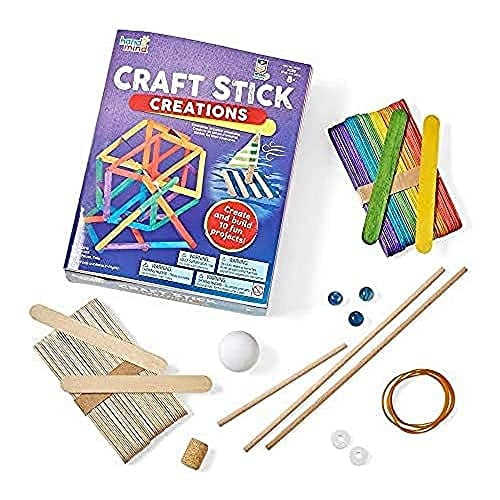 hand2mind Créations de Bâtons d'Artisanat, 10 Expériences Scientifiques, Livre d'Activités pour Enfants de 9 à 12 Ans, Kit de Bâtons Jumbo avec Fournitures d'Arts et d'Artisanat, Jouets de Tige, Bâtons de Popsicle Colorés pour Activités de Tige