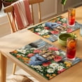 thumbnail image 4 of Easter Placemats Set of 4 Retro Spring Rabbit Flowers Plants Wooden Plank Place Mats Indoor Wipeable Table Mats Washable Cloth Dining Table Placemats for Kitchen Holiday Party Home Decor 13x19 Inch, 4 of 9