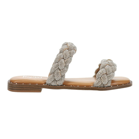 Corkys Womens Don't Get It Twisted Braided Rhinestone Slide Flat  Casual Sh