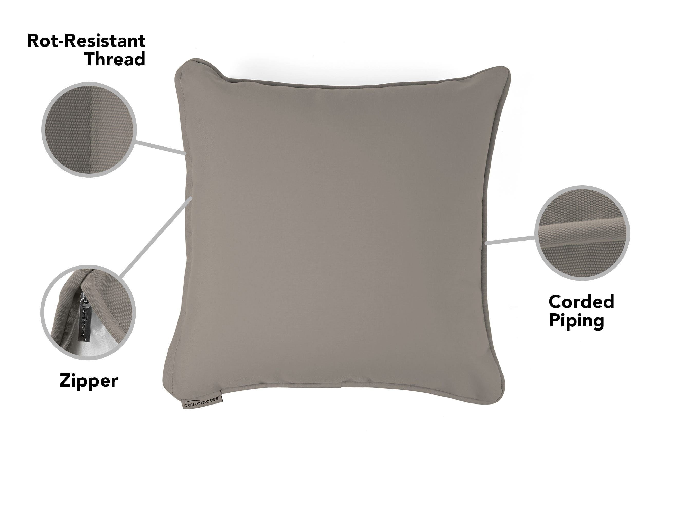 Covermates Throw Pillow - Weather Resistant, Full Side Zipper, LuxeGuard Collection, Dove Stripe