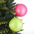 thumbnail image 3 of 2-Count Pink and Lime Green Glitter Jumbo Shatterproof Ball Christmas Ornaments, 8 in, by Holiday Time, 3 of 7