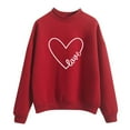 thumbnail image 2 of Dyfzdhu Autumn Winter Crew Neck Sweatshirts Women Heart Graphic Long Sleeve Pullover Sweater Red, 2 of 4