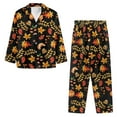 thumbnail image 3 of Renewold Maple Leaves Button Pajamas for Women Set Size 4XL Durable Crewneck Sleep Wear Pullover Tops 2 Pieces Leisure Fall Nighwear Thanksgiving Long Sleeve Top & Pants, 3 of 6