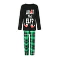 thumbnail image 5 of Family Matching Christmas Pajamas, Elf Letter Print Long-Sleeve Tops + Plaid Pattern Trousers Glow at Night Sleepwear, 5 of 10