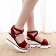 thumbnail image 1 of DPTALR Women Summer Pumps Platform Sandals Roman Wedges Casual Peep Toe Sandals, 1 of 6