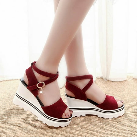 

Fashion Women Summer Pumps Platform Sandals Roman Wedges Casual Peep Toe Sandals