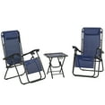 thumbnail image 1 of Outsunny Ensemble de Chaise Longue Zéro Gravité avec Table d'Appoint, Chaise Longue de Patio, Porte-Gobelets et Appuie-Tête Réglable, Bleu, 1 of 9