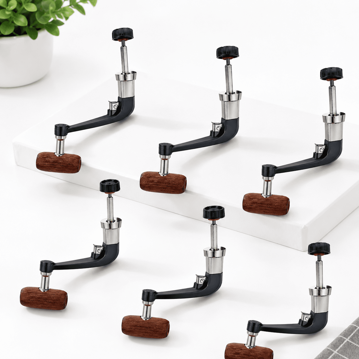 6 Pack Universal Metal Plastic Wood Fishing Reel Handle Replacement Parts for 1000-4000 Series Spinning Reels
