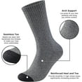 thumbnail image 3 of Lanola Mens 100% Cotton Cushioned Crew Socks, Athletic Performance Moisture Wicking Work socks（Grey）, 3 of 7