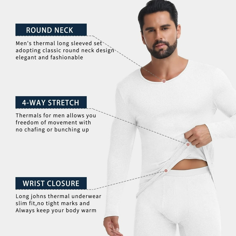 Pack Thermal Underwear Long Johns for Men Fleece Lined Base