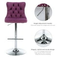 thumbnail image 6 of ODUSE-DAILY Violet Velvet Bar Stools Set of 4 - Adjustable Swivel Purple Counter Height Chairs with Tufted Back and Nailhead Trim for Kitchen Island (Purple, Chrome Metal, 4 Pcs), 6 of 10
