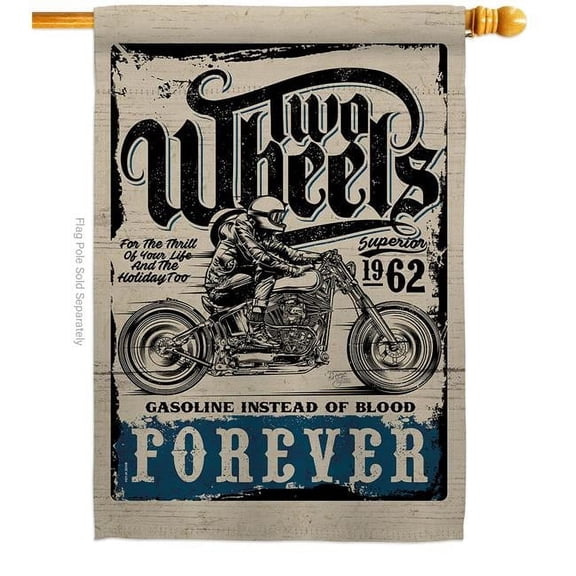 Breeze Decor H115257-BO 28 x 40 in. Two Wheels Interests Vehicle Double-Sided Decorative Vertical House Flags - Decoration Banner Garden Yard Gift