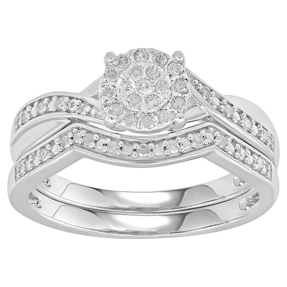 Forever Bride 1/2 Ct Diamond Miracle Plated Sterling Silver Twist Wedding Band for Women