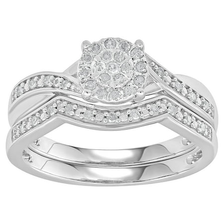 Forever Bride 1/2 Ct Diamond Miracle Plated Sterling Silver Twist Wedding Band for Women