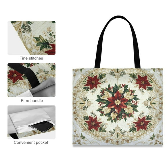 Canvas Tote Bag for Women Girls Design Print Christmas Whimsy Tote