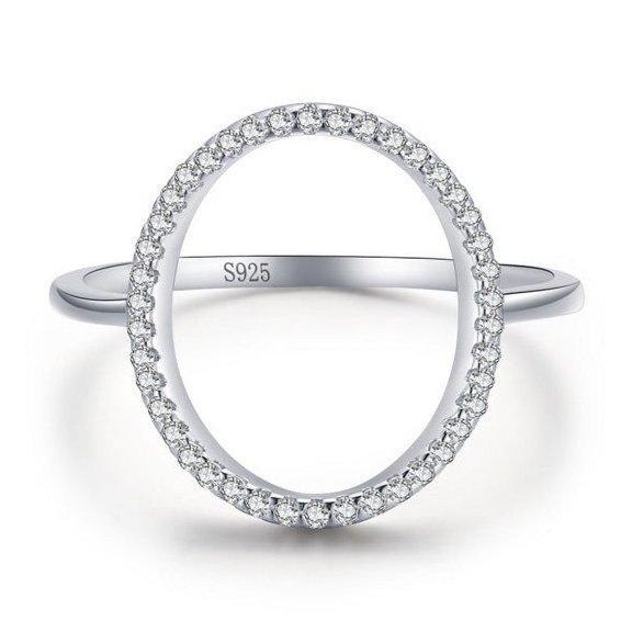 925 Sterling Silver Oval Diamond Ring For Women, Gold Plated Inlaid Artificial Gemstones, Simple Style, Width 1.54 cm, Weight 1.53 g