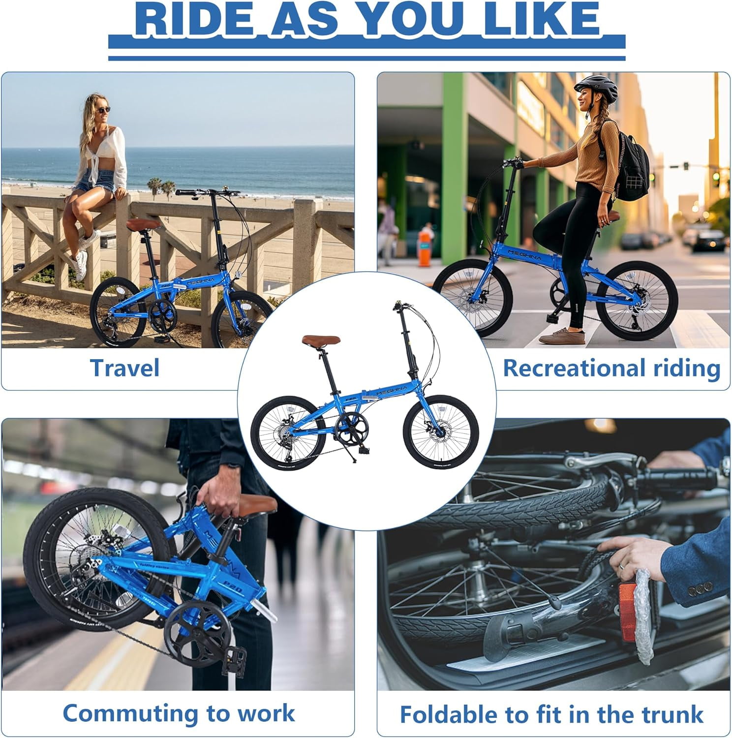 Ambifirner Foldable Bike for Adults,20 Inch Commuter Bike with Detachable Basket,7-Speed,Streamlined Design,Folding Bicycle for Commuting,Fitness and Vacation