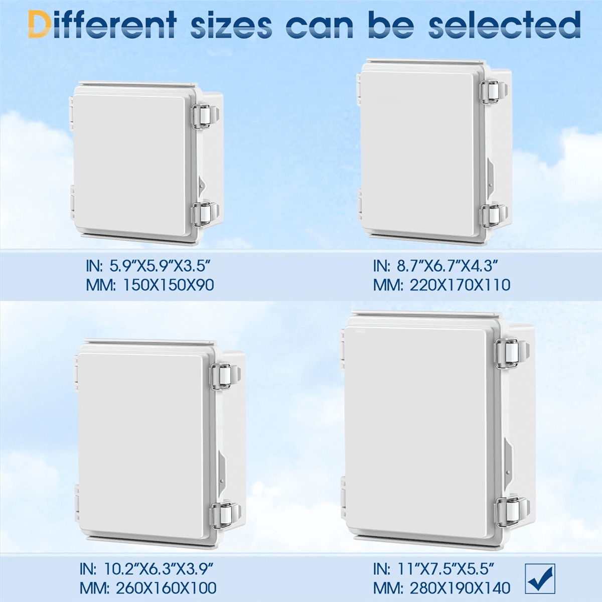 Waterproof Outdoor Project ABS Junction Box IP67 Weatherproof Dustproof Enclosure with Hinged Cover, Mounting Plate