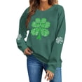 thumbnail image 2 of LEKWK St.Patricks Day Shirts Women Regular Fit Crew Neck Sweatshirts Long Sleeve Tops Distressed American Flag Shamrock Print Casual Wear, 2 of 6