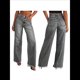 thumbnail image 2 of Pantalones Vaqueros de Pierna para Mujer, Cintura Alta, Elásticos, con Dobladillo Sin Rematar Gris XL, 2 of 8