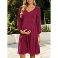 thumbnail image 2 of Women's Long Sleeve Maternity Dress Ruffle Maternity Clothes for Women, 2 of 8