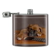 thumbnail image 2 of Boxer Puppy Dog Sleeping on Guitar Stainless Steel 5oz Hip Drink Kidney Flask, 2 of 4