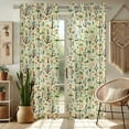 thumbnail image 2 of Vargottam Tree Design Extra Long Sheer Curtains for Double Height Windows & Doors Set of 2 Panels, 108" Length, Grommet Top, Light Filtering Printed Georgette Drapes, 2 of 9