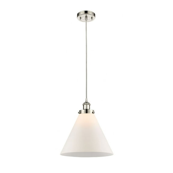 916-1P-PN-G41-L Innovations Lighting Cone - 1 Light Cord Hung Mini Pendant In Industrial Style-10 Inches Tall and 12 Inches Wide-Polished Nickel