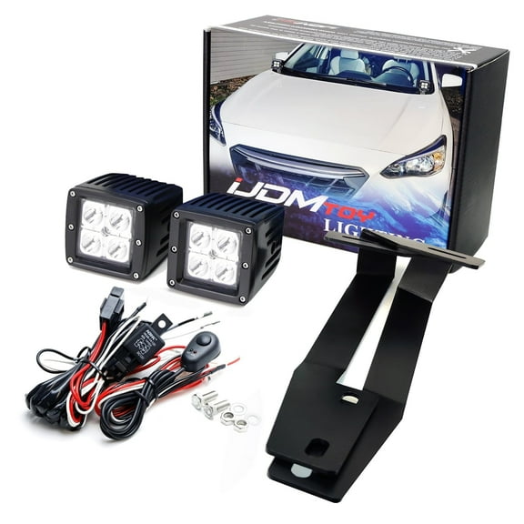 A-Pillar LED Pod Light Kit For Subaru 2018-2023 XV Crosstrek, Includes (2) 20W High Power CREE LED Cubes, Windshield A-Pillar Mounting Brackets & On/Off Switch Wiring Kit