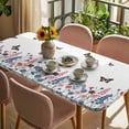 thumbnail image 3 of Spring Floral Butterfly Table Cloths for 6 Foot Rectangle Tables, Farmhouse Flowers Botanical Patio Waterproof Elastic Fitted Tablecloths, Washable Rectangular Table Cover for Camping, 3 of 8