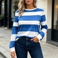thumbnail image 7 of Perfectbot Women's Long Sleeve Striped Crewneck Top Soft Casual Wide Stripe T-Shirt Loose Fit, 7 of 7
