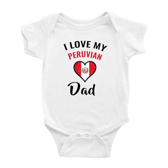 I Love My Peruvian Dad Heart Flag Cute Baby Jumpsuits (White, 3-6 Months)