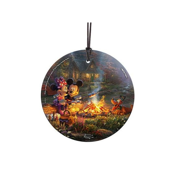 Trend Setters SPCIR868 Thomas Kinkade Mickey & Minnie Sweetheart Campfire StarFire Prints Hanging Glass