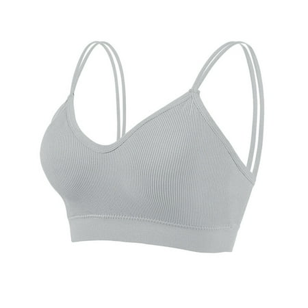 

BIZIZA Women s Seamless Sports Bra Wirefree Padded Bras for Yoga Gray One Size