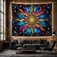 thumbnail image 6 of Intricate Celestial Mandala with Vibrant Stained-Glass Tendrils, Mystical Psychedelic for Space Enthusiasts, Cosmic Decor Art, Birthday Gift Tapestry Wall Hanging for Bedroom and Dorm, 6 of 7