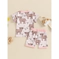thumbnail image 6 of Elippeo Toddler Boys Girls Summer Outfits 3 6 12 18 24 Months 3 Years Western Cow Print Short Sleeve T-Shirts Tops and Shorts 2Pcs Clothes Set, 6 of 9