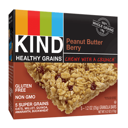 KIND Healthy Grains Granola Bar, Peanut Butter Berry, 5 Bars, Gluten Free, Healthy Grains Bars