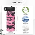 thumbnail image 5 of 18oz Thermal Space Pot With Straw Stainless Steel Thermos Cup Double Insulation For Outdoor Sports Commuting Camping Texture Military Camouflage Pattern Abstract Pink_1, 5 of 8