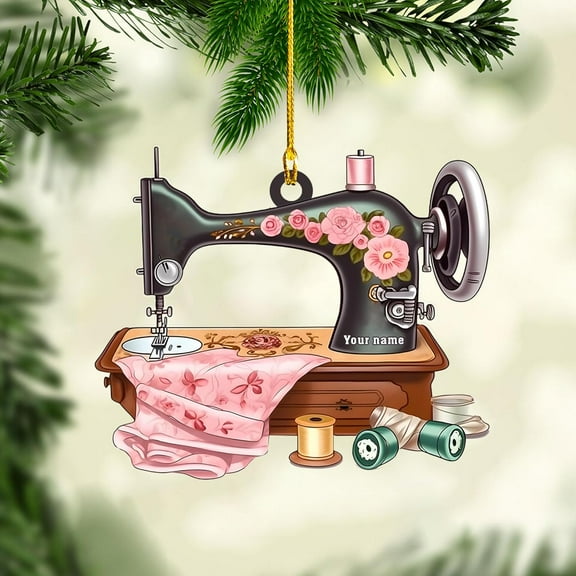 MAPrints Personalized Sewing Machine Christmas Ornament 2025, Sewing Acrylic 2D Ornament, Sewing Flower Machine Shaped Ornament, Sew & Stitch Sewing Machine Christmas Ornament (Sewing 2)
