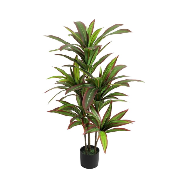 Artificial Dracaena Tree, Artificial Plants Indoor With White Planter, Tropical Fake Plant In Pot With Adjustable Branche