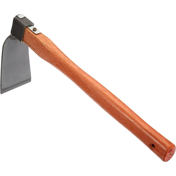 15" x 3" Hoe Garden Tool, Carbon Steel Anti-Rust Garden Hoe with Wood Handle Welded for Loosening Soil Weeding Digging, Grey/Yellow