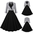 thumbnail image 2 of Gnshining Summer Mini Dresses for Women Solid Color Formal Dress V-Neck Wedding Guest Dress Ruffle A-Line Dress Short Sleeve Party Dress Vintage Going Out Dress, 2 of 9