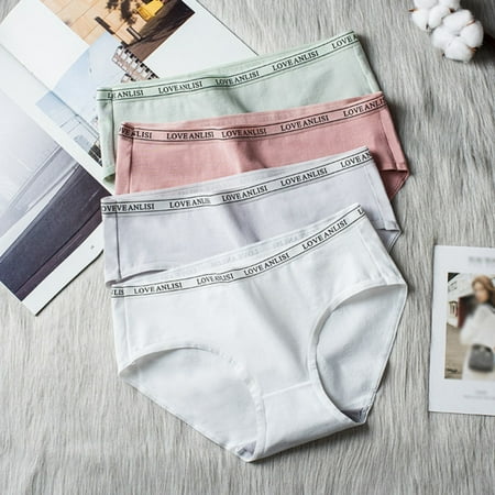 

Promotion!4PS Womens Underwear Low/Mid Rise Briefs Cotton Panties Soft Full Briefs Panties