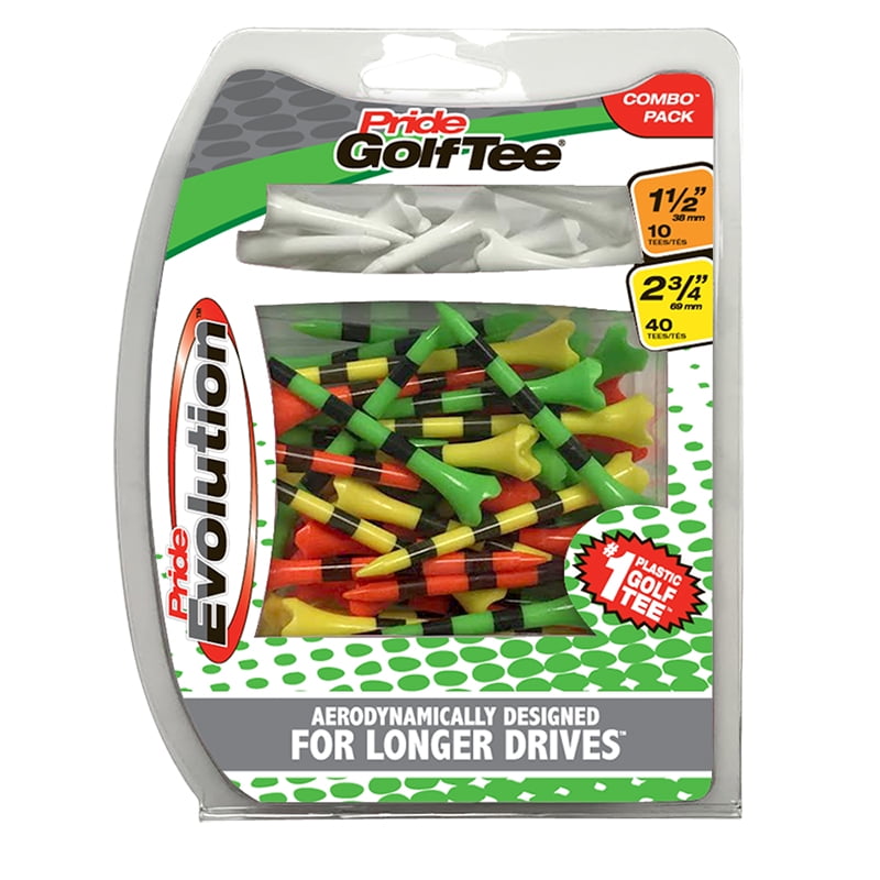 Pride Performance Combo Pack Striped Fruit Mix 50 count Golf Tees (40 2-3/4' and 10 1-1/2')