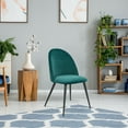 thumbnail image 1 of Dining Chair, Green Velvet, Metal Black legs, Set of 2 Side Chairs, 1 of 9