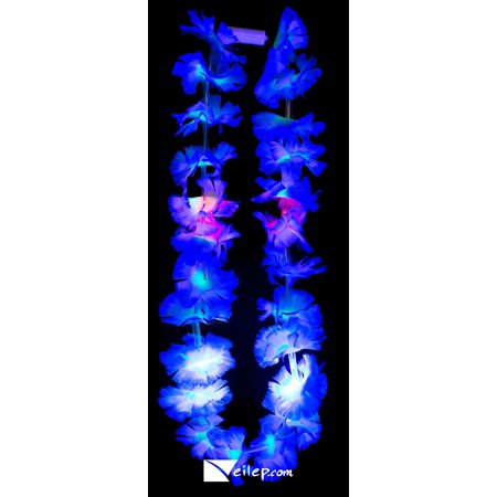 Flashing Blinking Light Up Hawaiian Flower Luau Party Fabric Lei, 36"