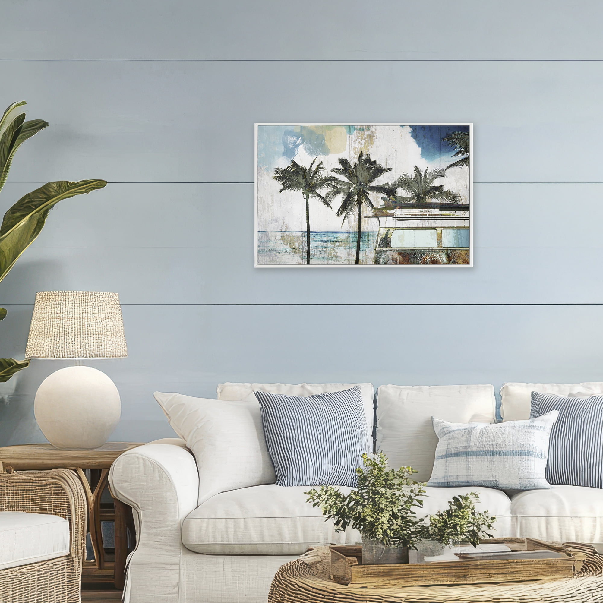 Beach Day Retro Vacation White Framed Giclee Art, design by Sasha