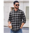 thumbnail image 6 of COOFANDY Plaid Shirt Men Flannel Shirts Long Sleeve Button Down Shirts with Pocket, 6 of 7